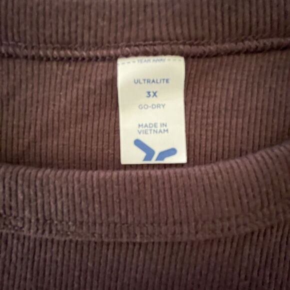 Old Navy Shirt 3XL Brown Ultralite Knit Top Go-Dry Cropped Basic Layer Casual - Picture 2 of 8